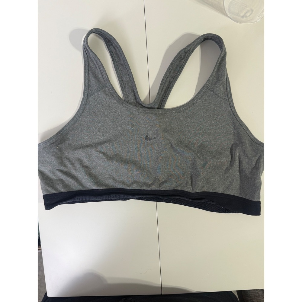 Nike Dri Fit Gray Sports Bra Womens Large Racerback Activewear Yoga Workout‎
